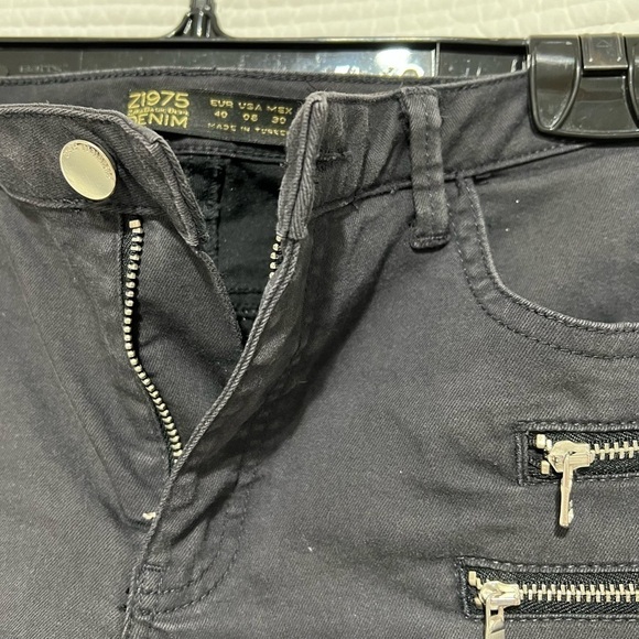 ZARA BASIC Z-Z1975 Zippered Black Denim Pants, Size 8, #189 - Picture 11 of 15